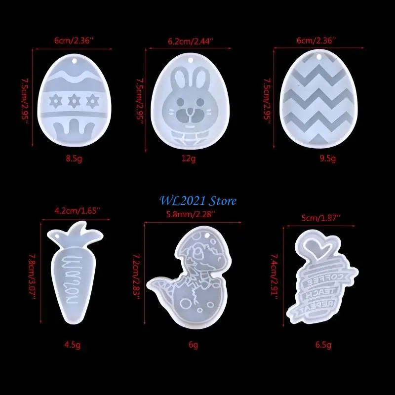 G5GC قالب سيليكون قالب سلسلة المفاتيح عيد الفصح مع ثقب كيرينغ قلادة DIY بها بنفسك الحرفية #6