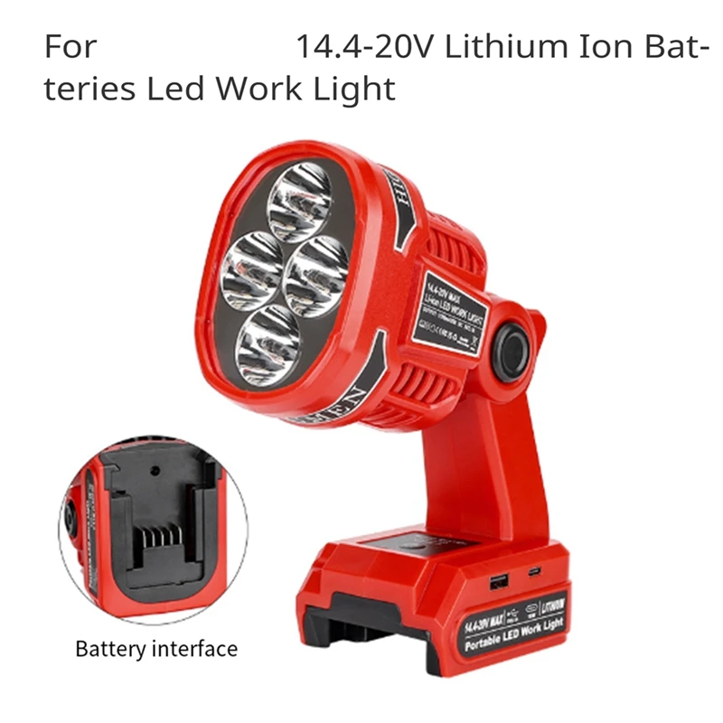 لميلووكي 14.4-20 فولت بطاريات LED ضوء العمل 12 واط مصباح يدوي LED كشاف ضوء اللاسلكي يده الأضواء للصيد الليلي