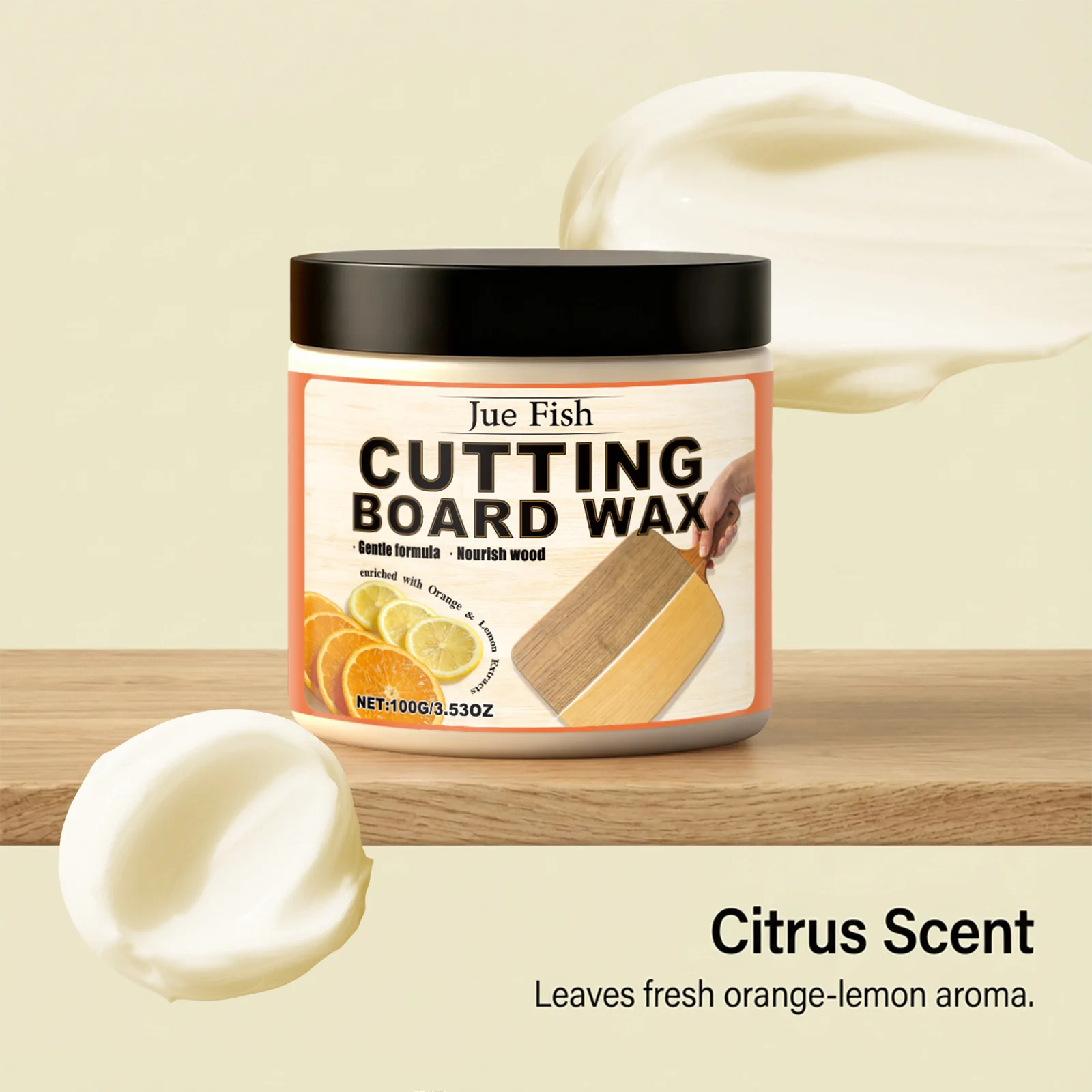 Lemon Cutting Board Wax Food Grade Protective Nourishing Wood Wax Safe for Food-Contact Multifunctional Wood Utensils Refresher