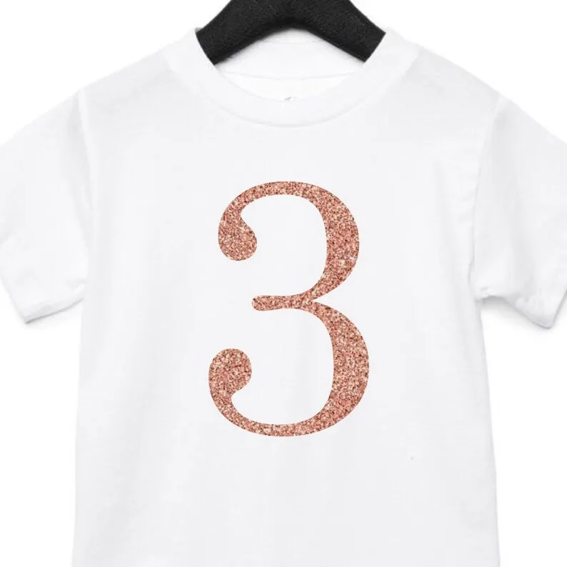 Personalised Birthday T-shirt present for kids Age top girls birthday tee, one two three four five kids age 100% cotton shirt