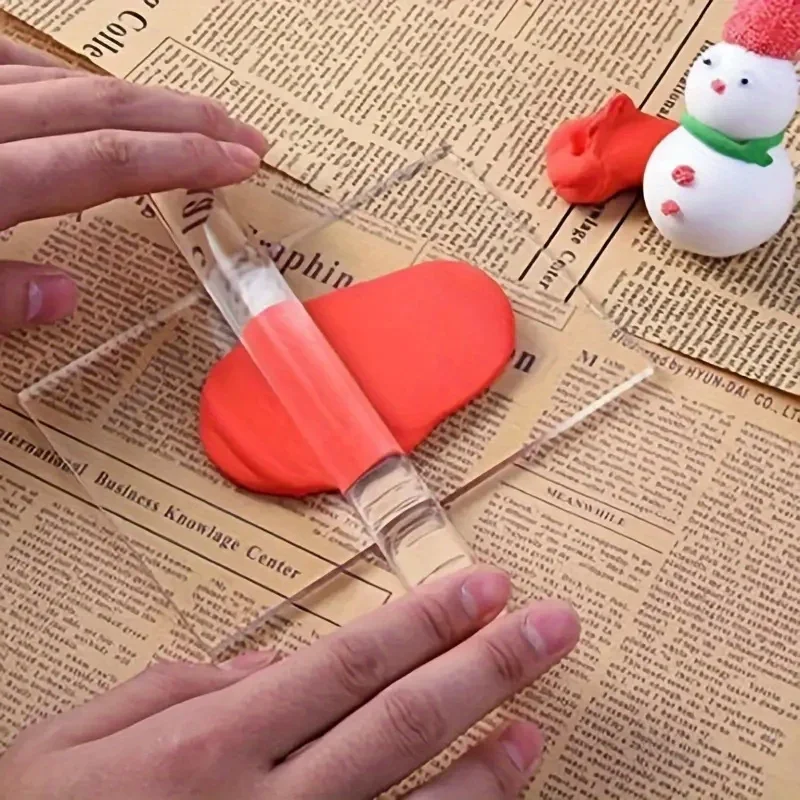 Transparent Acrylic Pressed Clay Board Rolling Rod, DIY Modelling Clay Tools Accessories