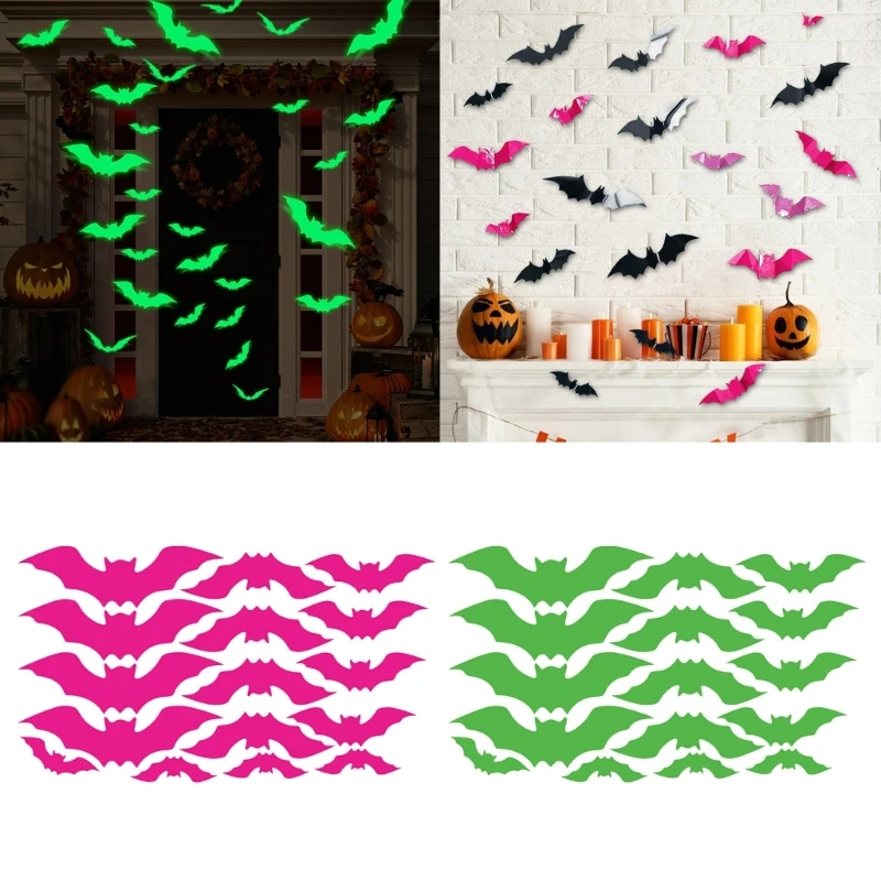 DIY 3D Dơi Trang trí Halloween Bộ nhãn dán PVC Dơi Nhện