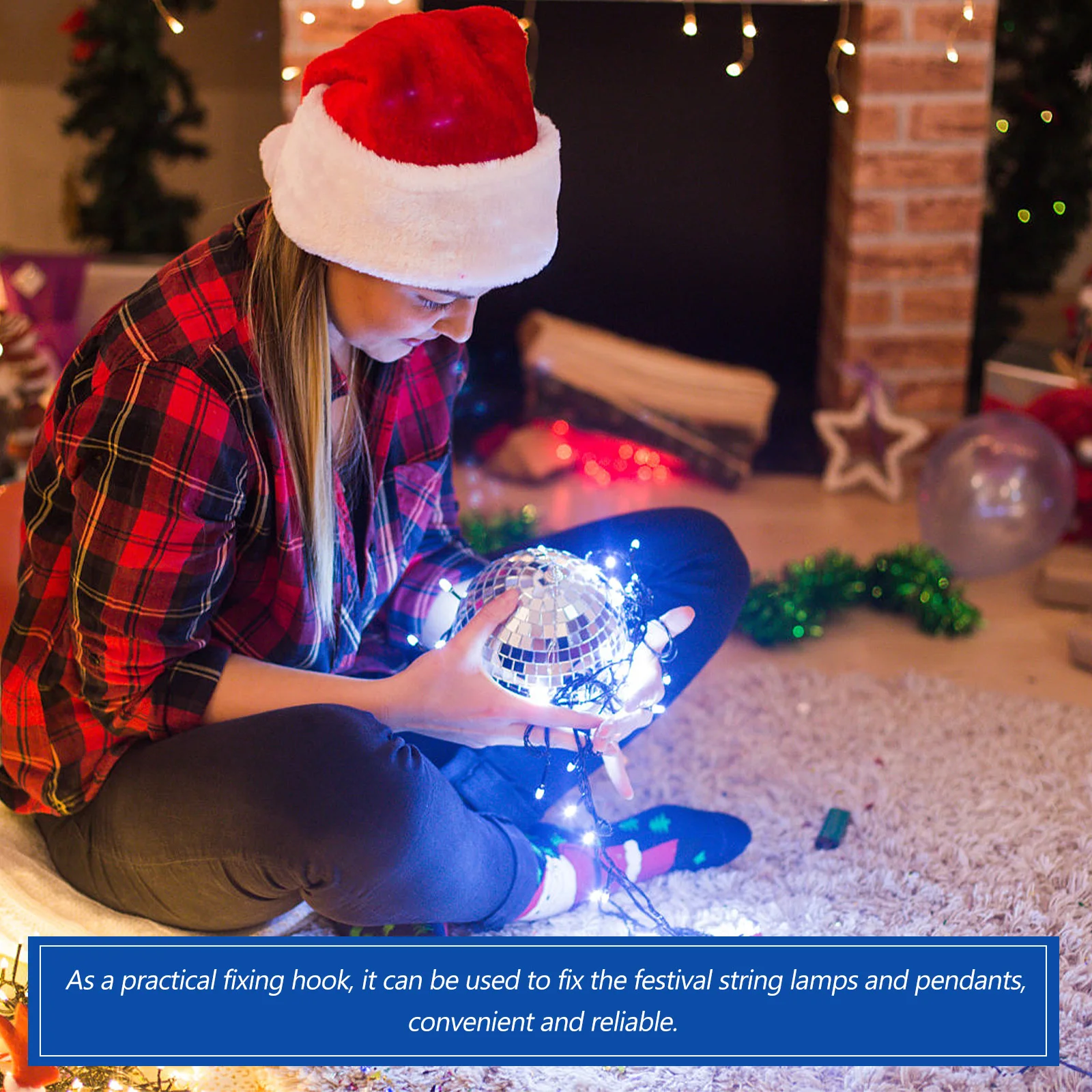 

100Pcs Christmas String Light Hooks Practical Fixing Hooks Simple Installation Festival Pendant Lamp Hanging Hangers