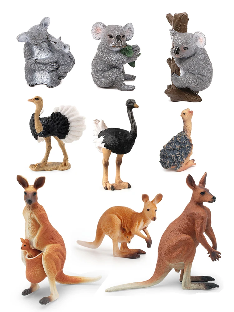Kangourou Koala autruche EMU modèle jouets animaux sauvages australiens figurines d'animaux pour enfants figurine d'action enfants cadeaux décorations