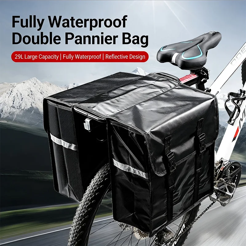 

Large Capacity Waterproof Double Side Bike Pannier Bag, Rear Storage Luggage Bag for Mountain Road Bike, Outdoor Cycling Gear