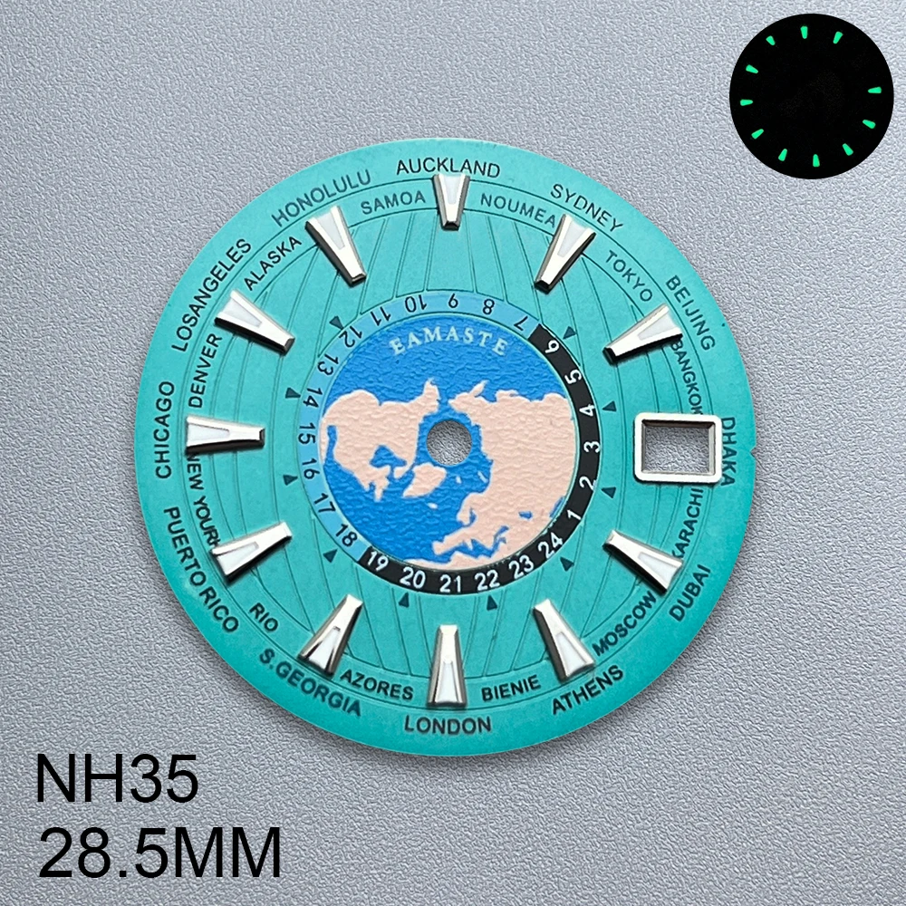 Esfera con logotipo S de 28,5mm compatible con movimiento japonés NH35/NH36, reloj luminoso verde de alta calidad, accesorios modificados