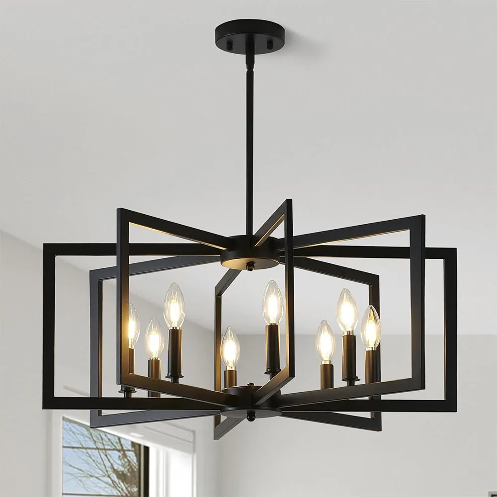 American Vintage Black Iron Wrought Candle Ceiling Chandelier Home Decoration Bedroom Dining Room Cafe Living Room Pendant Lamp