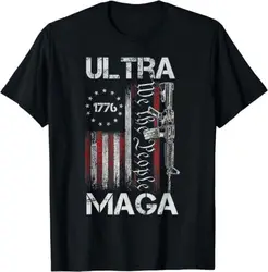 Vintage USA Flag Ultra Maga Gun USA 4th Of July Trump 2024 Unisex T-Shirt