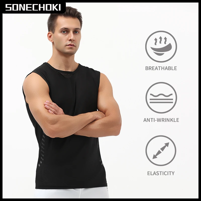 Laufweste für Herren, lockeres ärmelloses Hemd, Muskel-Tanktop, Fitnessstudio, Sportbekleidung für Männer, Fitness, Basketball, Workout, T-Shirt, atmungsaktives Mesh