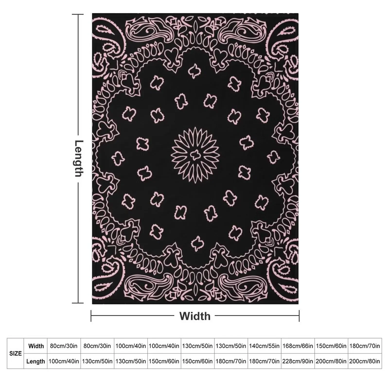 Bandana Black and Pink Throw Blanket couch cozy soft plush fuzzy picnic outdoor blanket