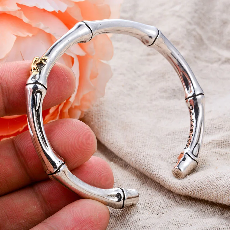 New Arrival Vintage Bamboo Joints & Spider Design Thai Silver Female Bangle For Women Hand Jewellery Accessories No Fade