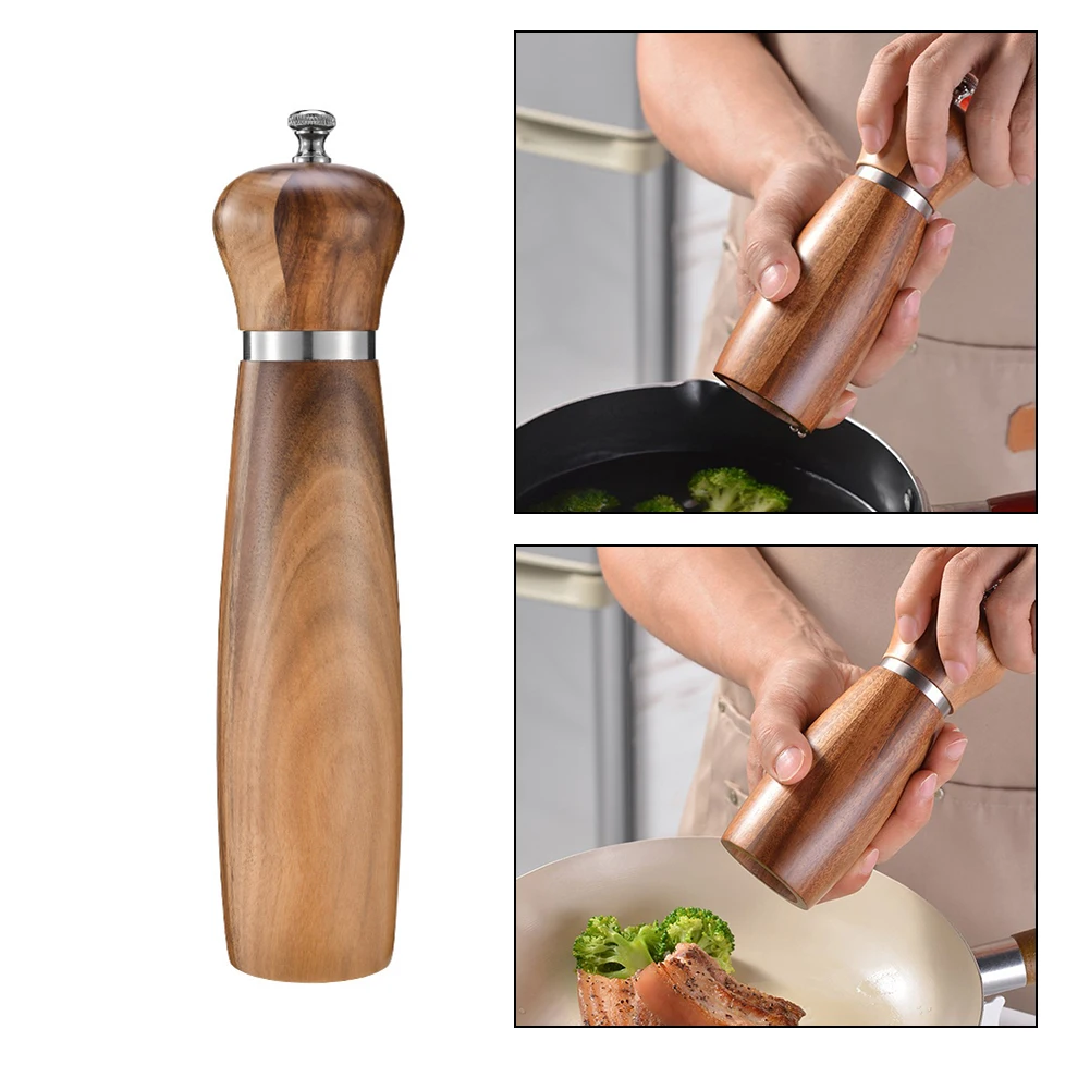 

Adjustable Spice Grinder Acacia Wood Spice Mill Clear Acrylic Body Easy To Refill High-Quality Acacia Wood Large Capacity