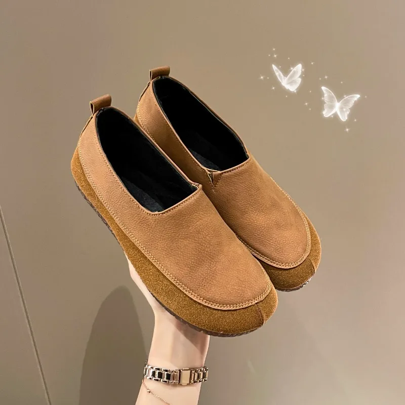 2024 Spring Autumn Round Toe Soft Pu Leather Flats Shoes Women Moccasins Shoes Comfort Patchwork Solid Slip on Casual Loafers