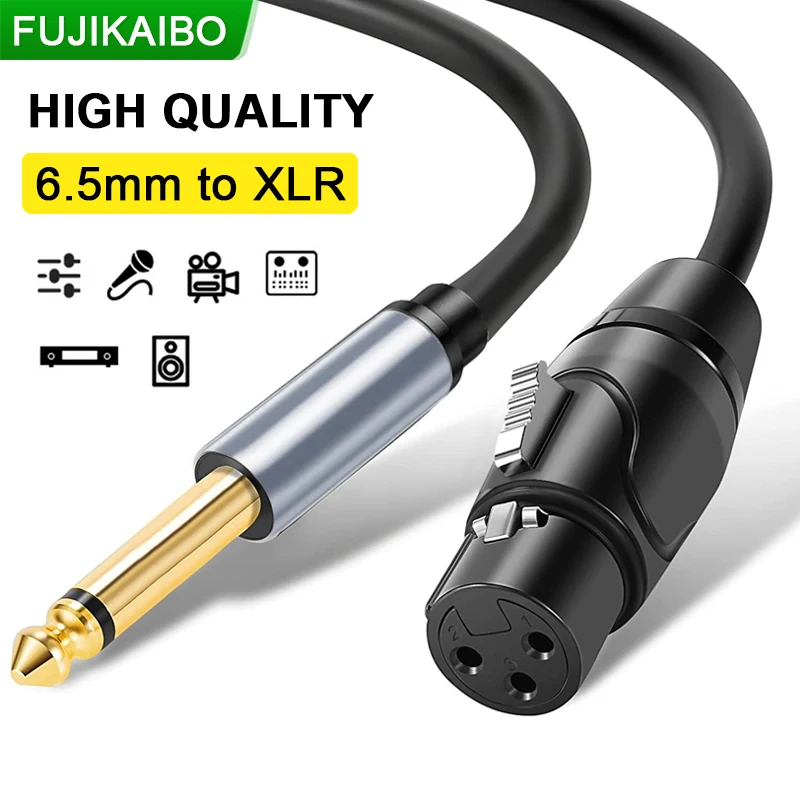 Zrównoważony kabel analogowy 6.5mm do XLR 3 Pin męski do żeńskiego do miksera wzmacniacz mikrofonowy XLR do przewód Audio z czystej miedzi 6.5mm