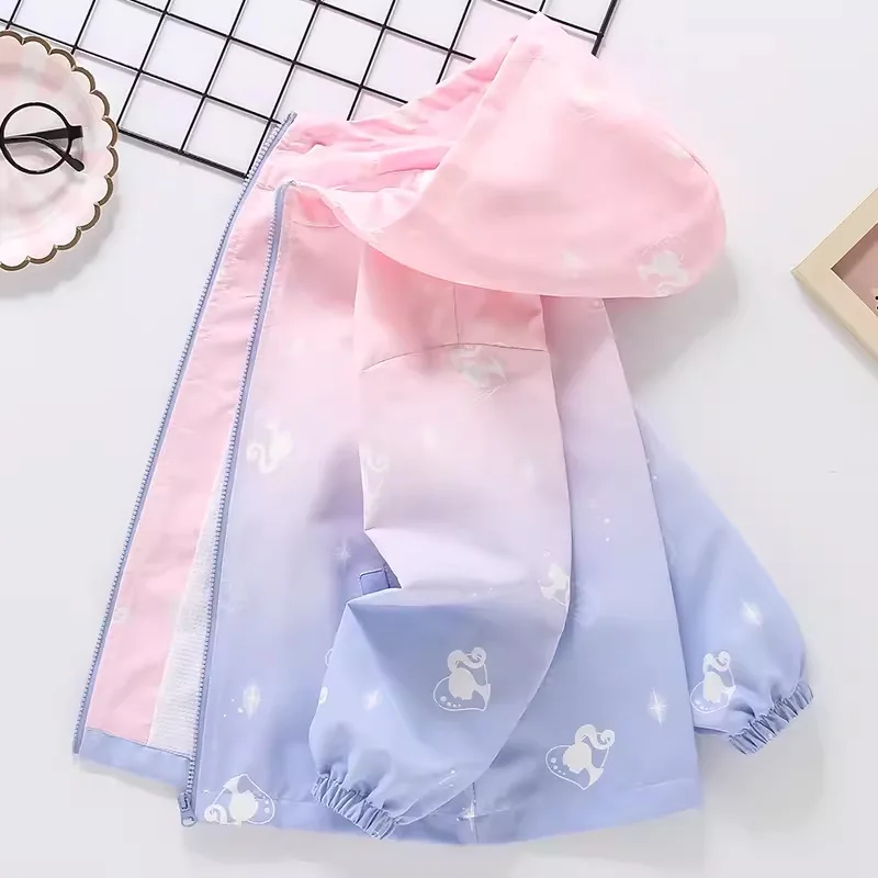 2026 outerwear for girls, middle-aged children, girls, Korean version, casual gradient jacket, children's outerwear, wholesale i