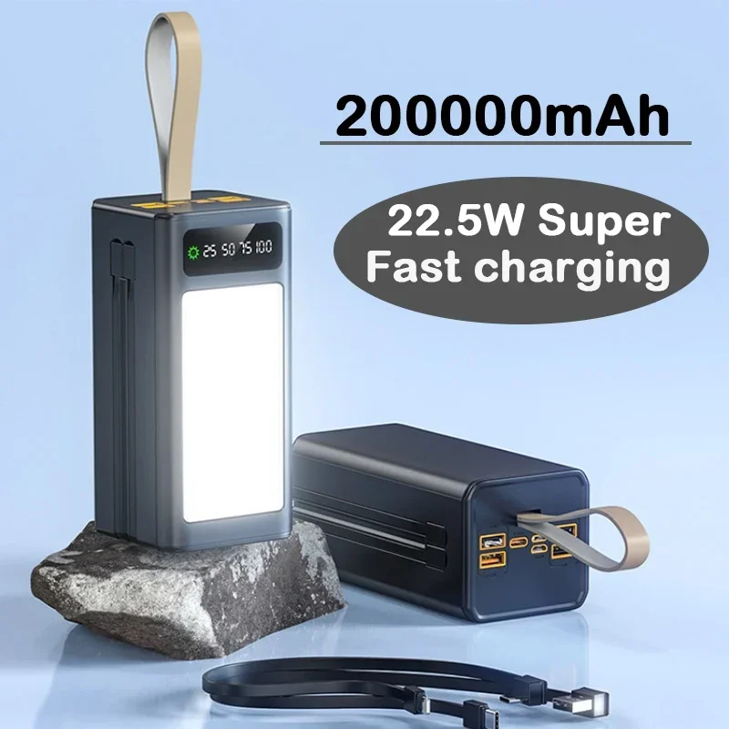 100%New Original 200000mAh Fast Charging Power Bank Portable Large Capacity External Battery Charger Suitable for IPhone Laptops