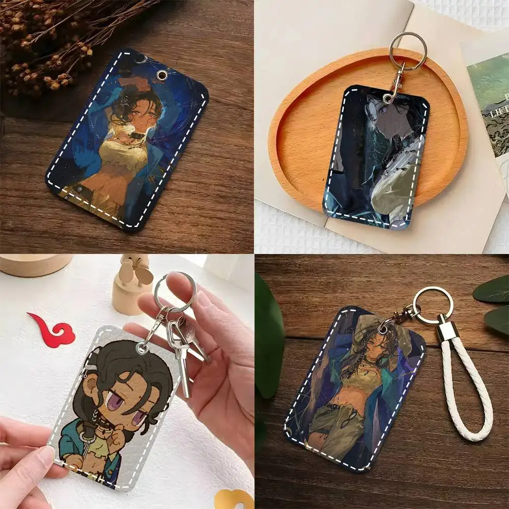 

Black Dwarf Anime Reverse 1999 Card Case Keychain Access Card Bag Key Tag Ring Leather Card Holder Key Ring Access