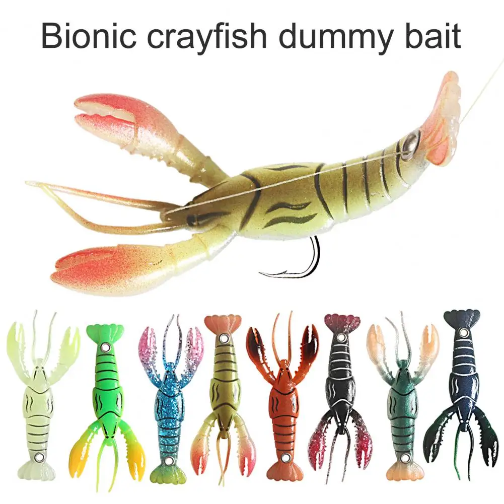 9.5cm/6g Fishing Lure High Simulation Tempting Strong Penetration Fishing Hook Luminous Liitle Lobster Shape Soft Fake Lure