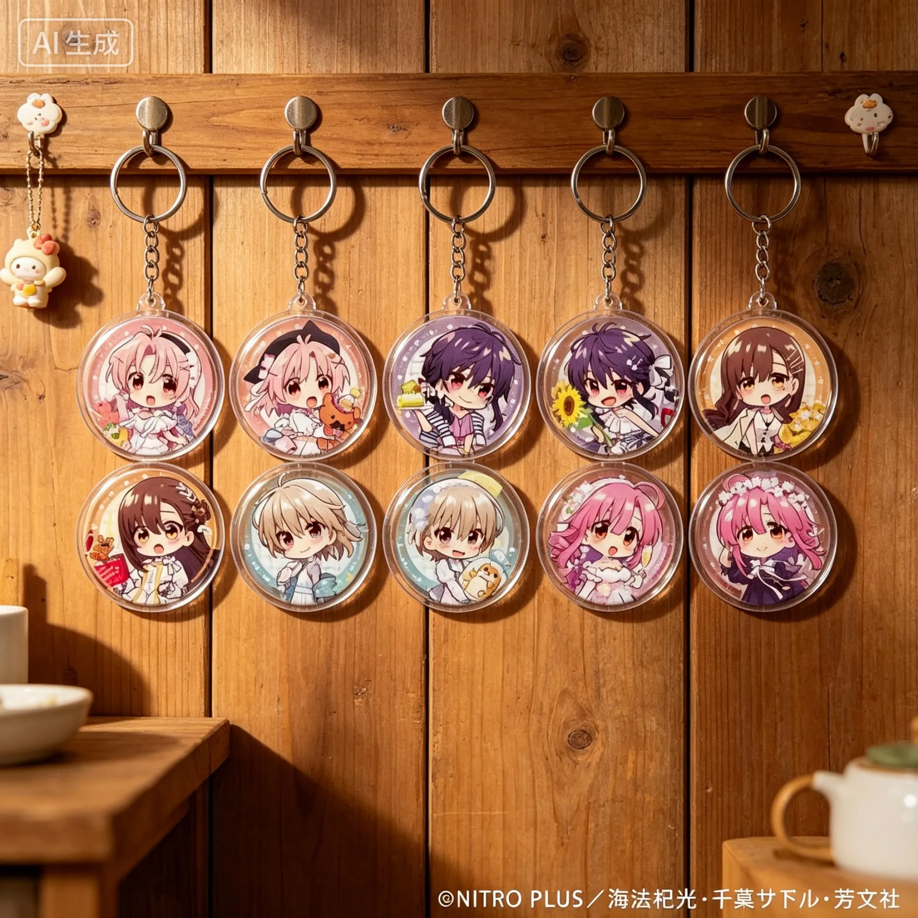 Anime School-Live! Sakura Megumi circle Acrylic Pendant Keychains bag decorations cartoon character Festivals Gifts
