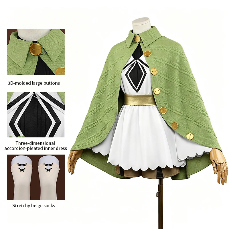 Disfraz de Cosplay de Anime Mushoku Tensei Sylphiette para Mujer, Traje de Sylphy 2D para Juego de Roles, Conjunto Completo de Vestido y Túnica para Fiesta de Halloween