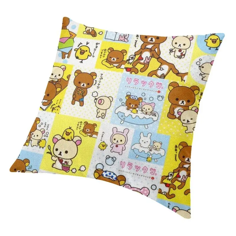 Fodere per cuscini di lusso Rilakkuma 45x45cm velluto personaggi dei cartoni animati giapponesi federa per divano auto decorazione federa quadrata