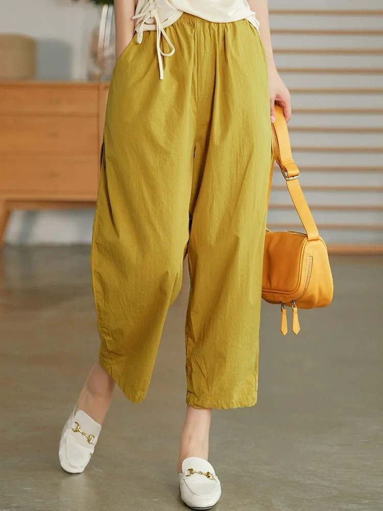 Japanse Sle Casual Broek Vrouwen Zomer Veelzijdige Losse Negen Punten Harlan Broek Wortel Broek Comfortabel Ademend Dun