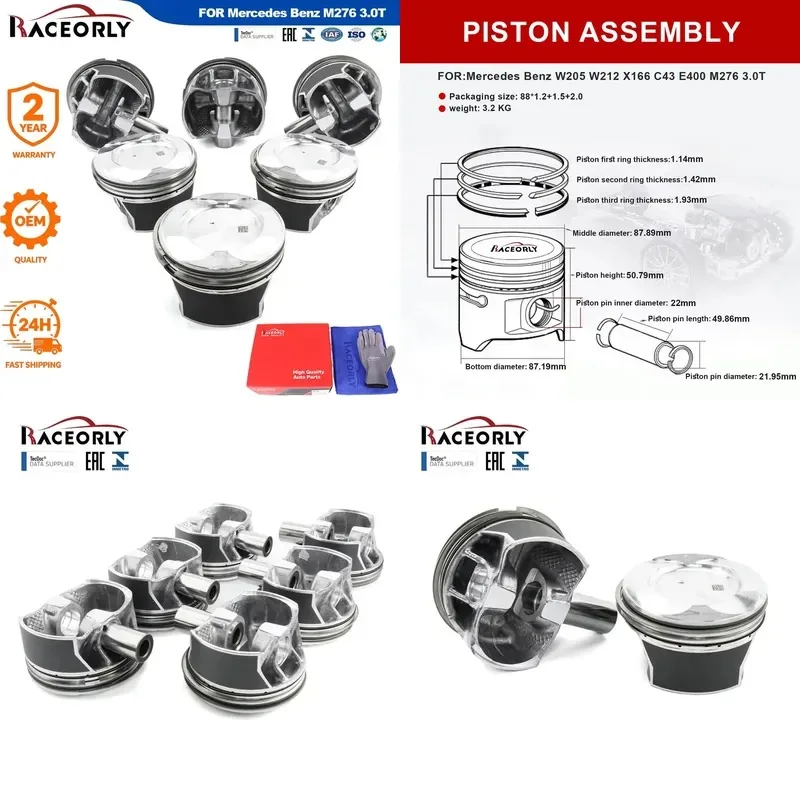 Hot Sale RACEORLY A2760306517 Pistons Rings Set STD 88mm for W205 W212 X166 C43 E400 M276 3.0T