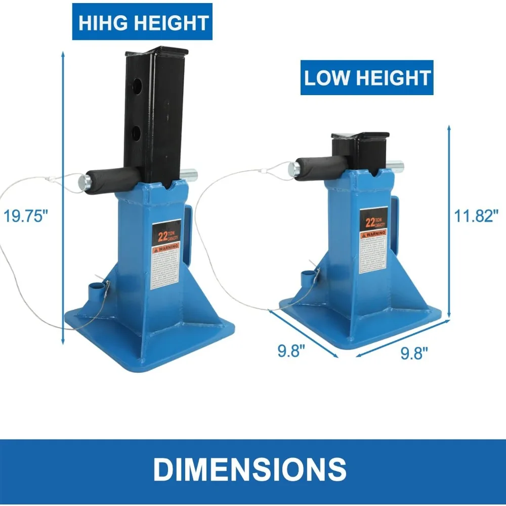 Сверхмощные 22-тонные автомобильные подставки с булавочным разъемом — пара, профессиональная поддержка автомобиля с широким защитным механизмом и запирающим механизмом