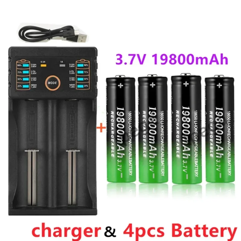 MKEPA New 18650 Lithium Batteries Flashlight 18650  lpega Rechargeable-Battery 3.7V 19800Mah for Flashlight