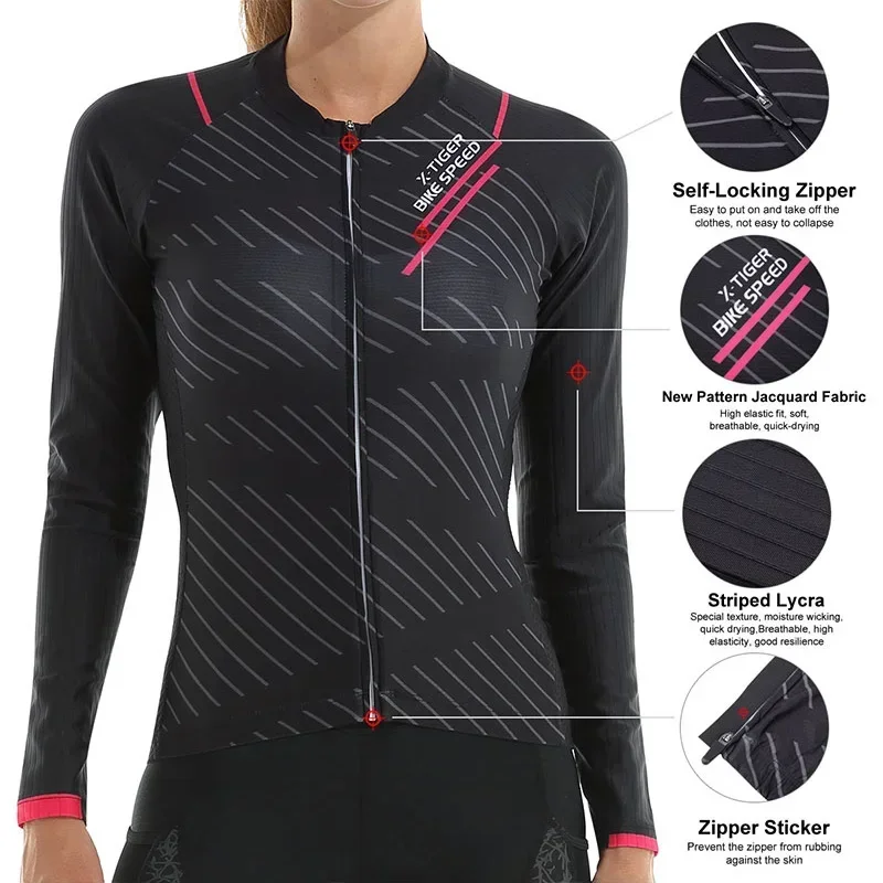 X-Tiger maglia da ciclismo da donna manica lunga Slim Fit maglia di protezione solare sottile abbigliamento da corsa per biciclette abbigliamento