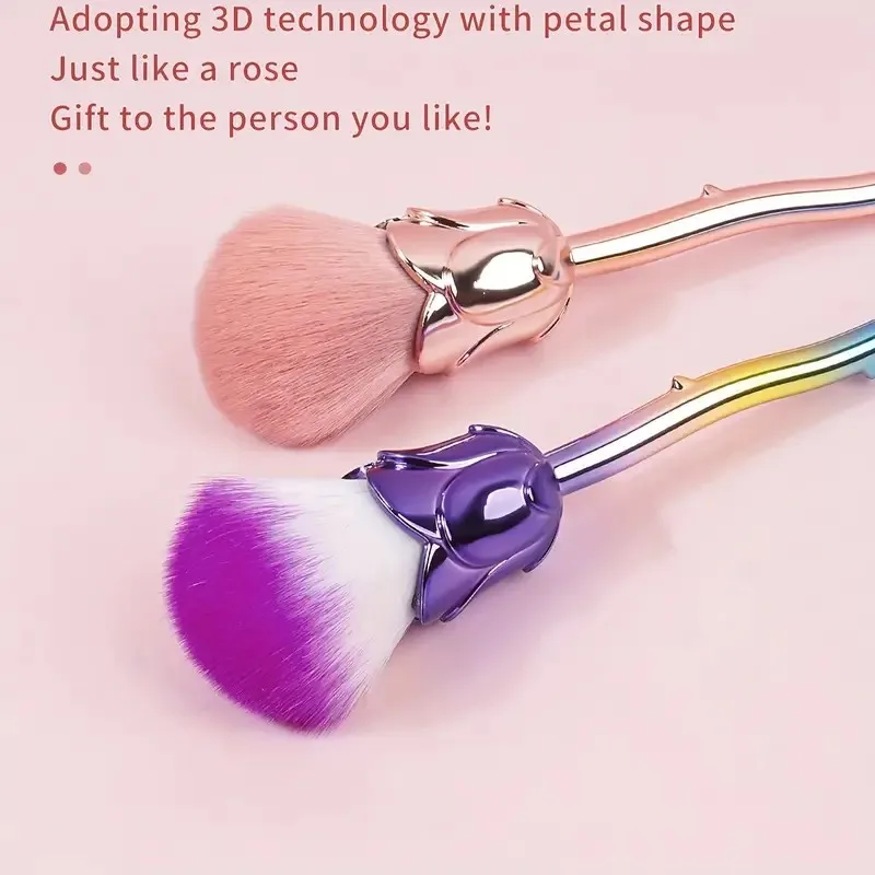 Rose Flower Shape Brush Nail Brush Trimming and Cleaning Brush Loose Powder Brush Blush Brush Portable Multi-Functional Makeup