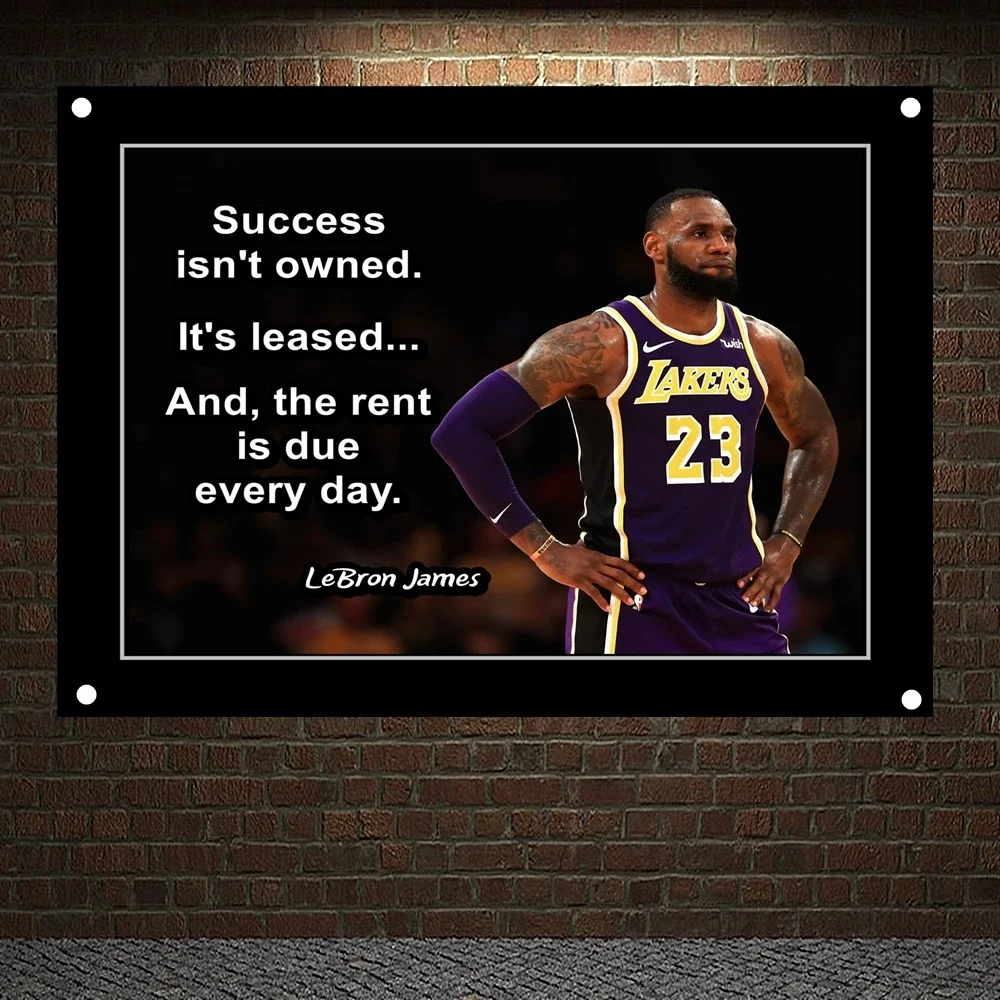 Success isn't owned. It's lesaed...And,the rent is due every day. Motivational Workout Posters Basketball Star Banners Gym Decor