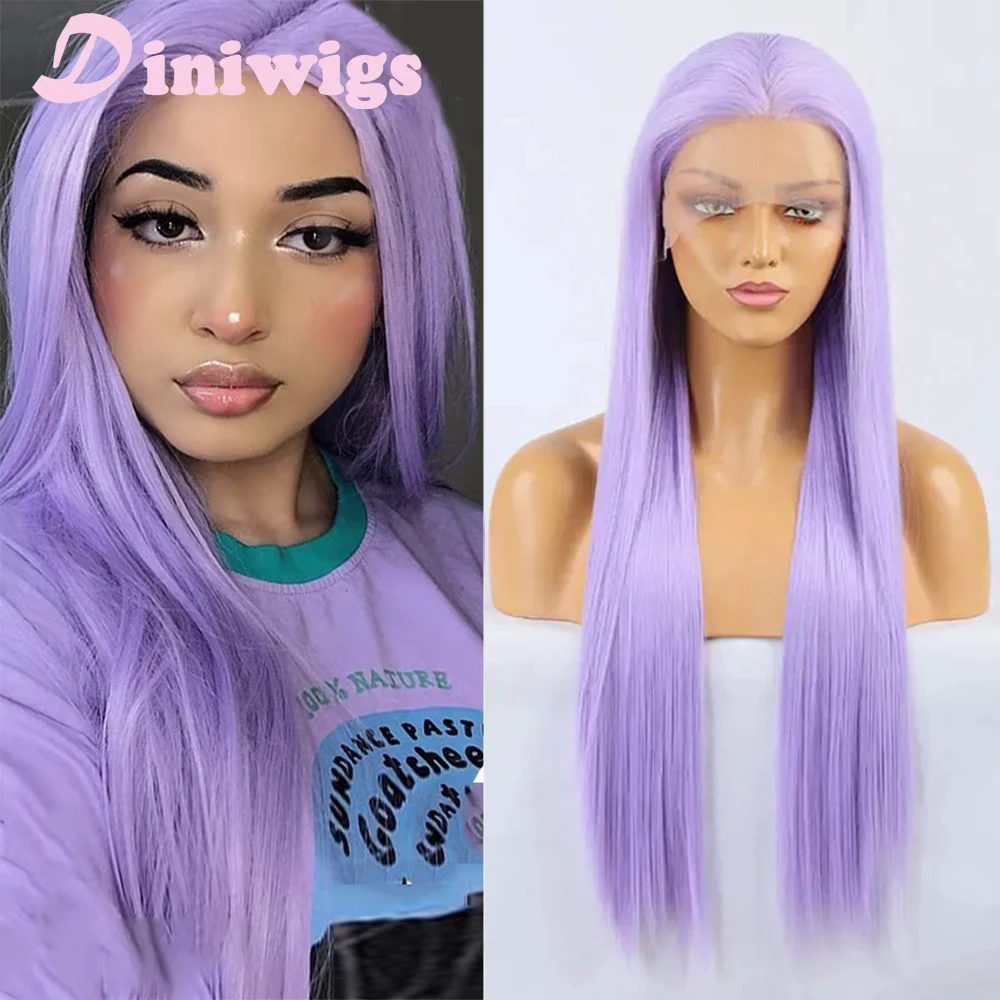 

Lavender Wig Long Silky Straight Lace Front Wig 13x4 Synthetic Light Purple Lace Hair Natural Hairline Wigs Daily Wear Cosplay