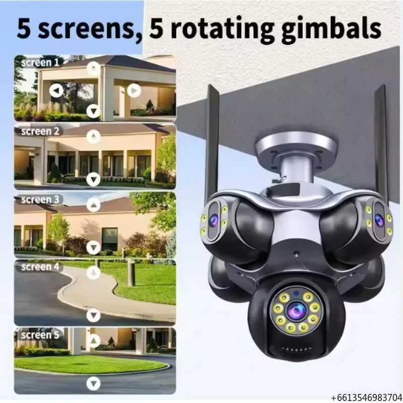 

25MP 4K Wifi Panoramic Security Camera Outdoor 5 Lens 5 Screens Auto Tracking Wireless PTZ CCTV Video Surveillance Camera