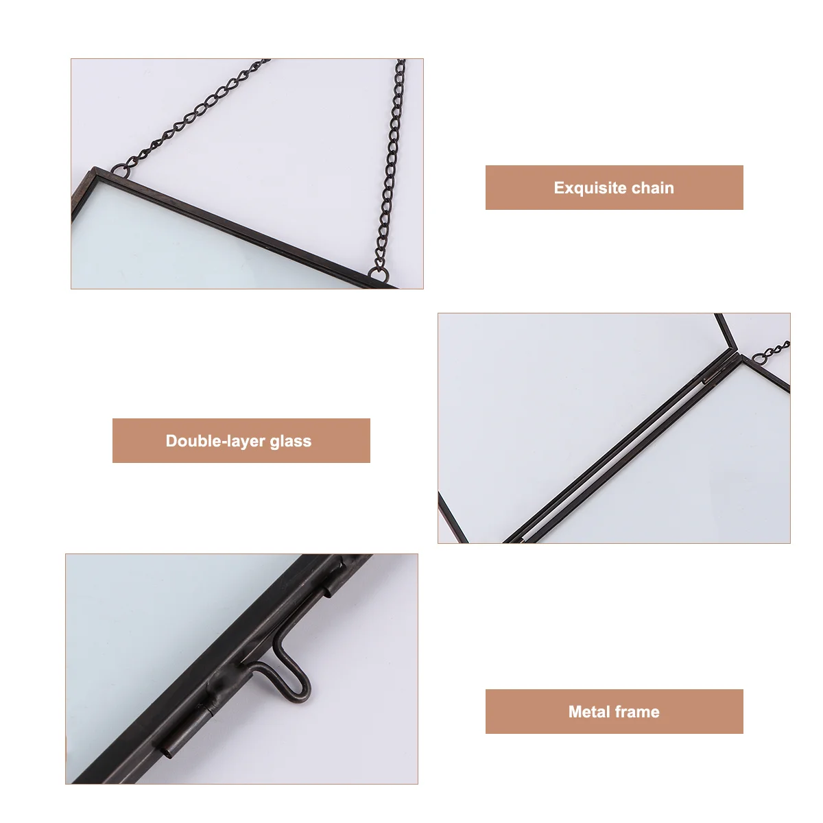 

Hanging Glass Photo Frame Specimen Clip Picture Frame Wall Decoration Black Ideal for Bar Store Garage Coffee Shop