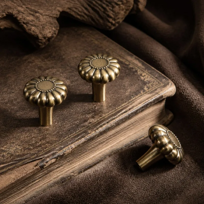 Zinc Alloy Antique Bronze Pumpkin Matte Wardrobe Door Handle Modern Simple Single Hole Drawer Cabinet Wine Cabinet Handle