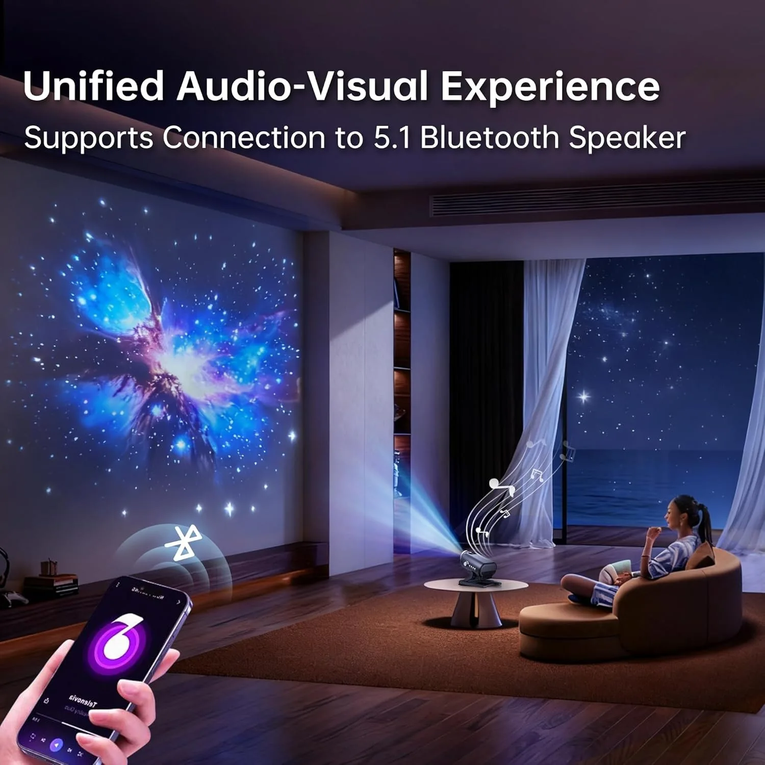 2026年新作 3Dホログラフィックプロジェクター アンビエントライト Bluetoothスピーカー搭載 60種類の投影テーマ ギャラクシー宇宙プロジェクターランプ