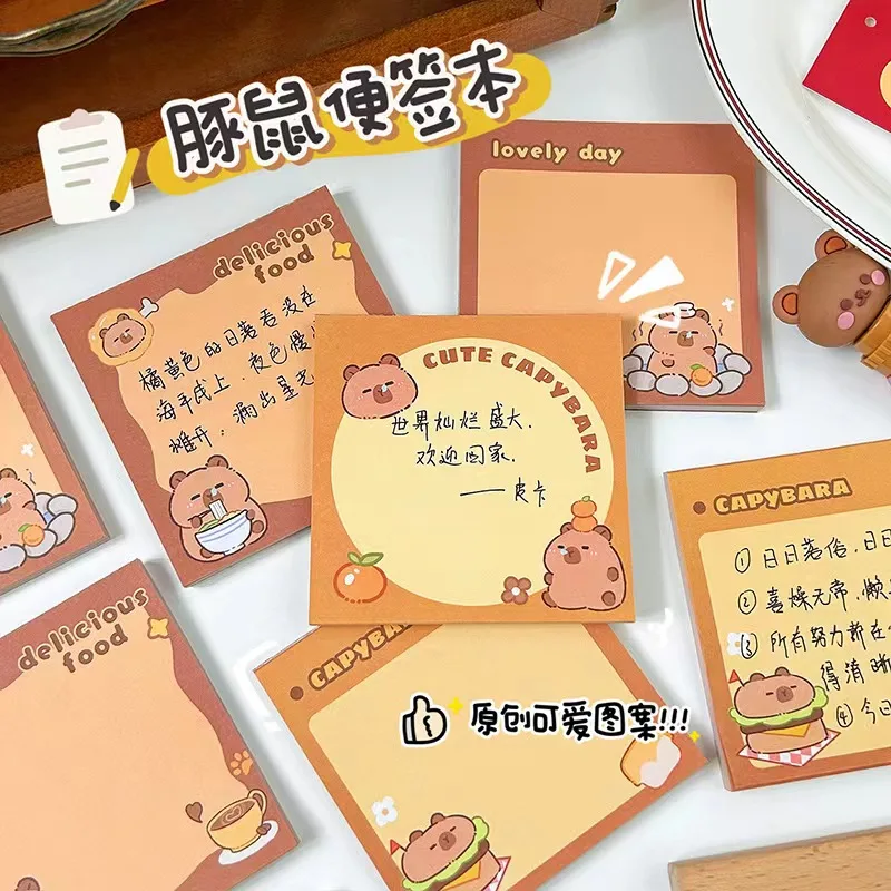 50 Sheets/Set Cute Cartoon Capybara Memo Pad Stickers Decal Sticky Notes Scrapbooking Diy Kawaii Notepad Diary  birthday gift