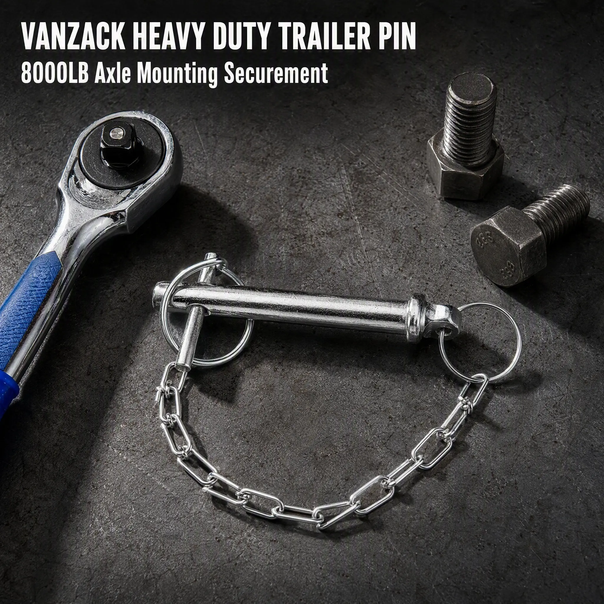 Trailer Jack Stand Accessory Heavy Duty Hitch Securement Pin Chain Tractor Axle Mounting Safety Lock Pin 8000 Lbs Load Capacity