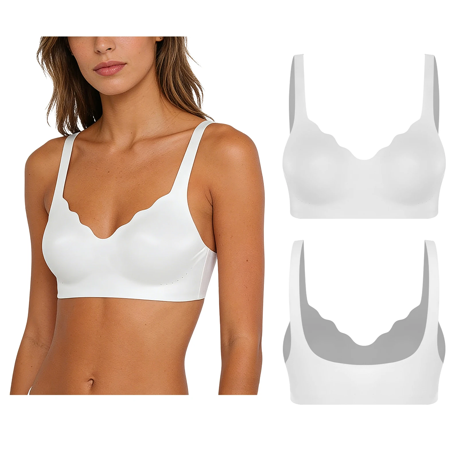 

Women Comfortable Soft Wire-less Bra Tops No Fasteners Seamless Full Cup Bra Underwear for Beach Pool Daily Everyday Wear Bras