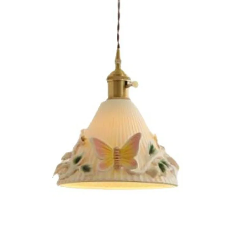 

French pastoral bedroom small chandelier living room background wall designer high-end dining room lamp study lamp