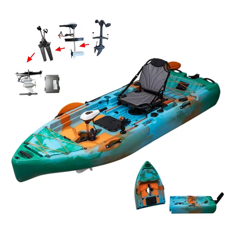 

Новый модульный рыболовный каяк с педалями, стабильный электрический каяк шириной 9 футов, пластиковая рыбалка с ножным педальным приводом, легко хранить