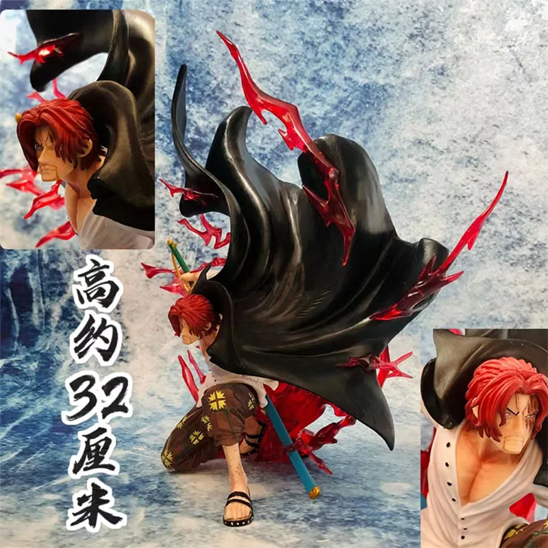 One Piece Shanks Squatting Position Gk Four Emperors 32cm Anime Figure Statue Doll Pvc Action Figurine Collection Model Toys