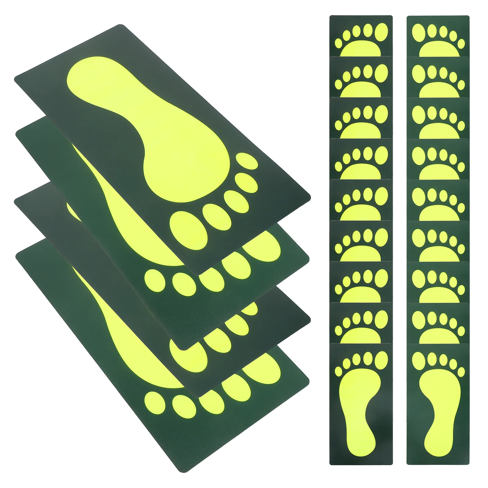 12 Uds. Pegatinas luminosas nocturnas para suelo con huella, pegatinas autoadhesivas de Pvc impermeables para evacuación, marcadores de seguridad antideslizantes para