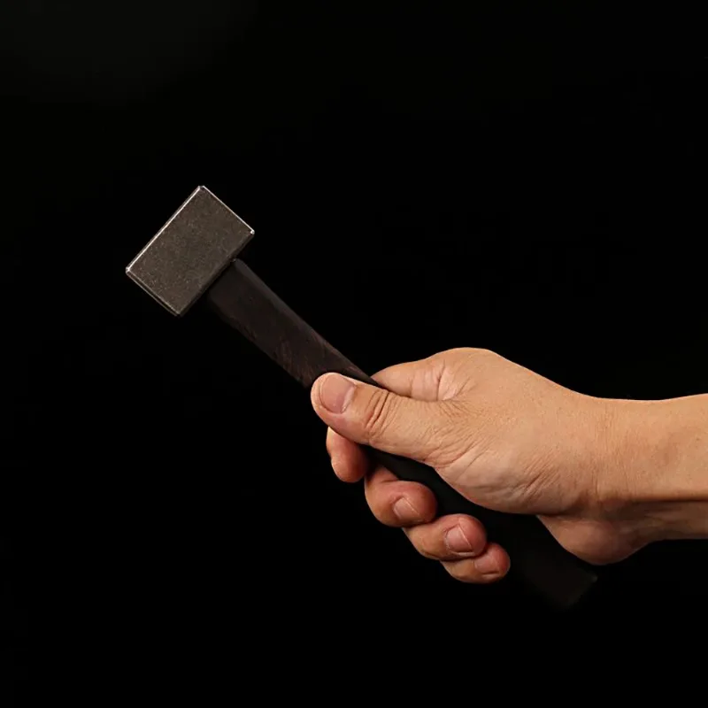 Square Hammer 440C Steel CNC Chamfered Blackened Stonewashed with Ebony Handle Hand Striking Tool