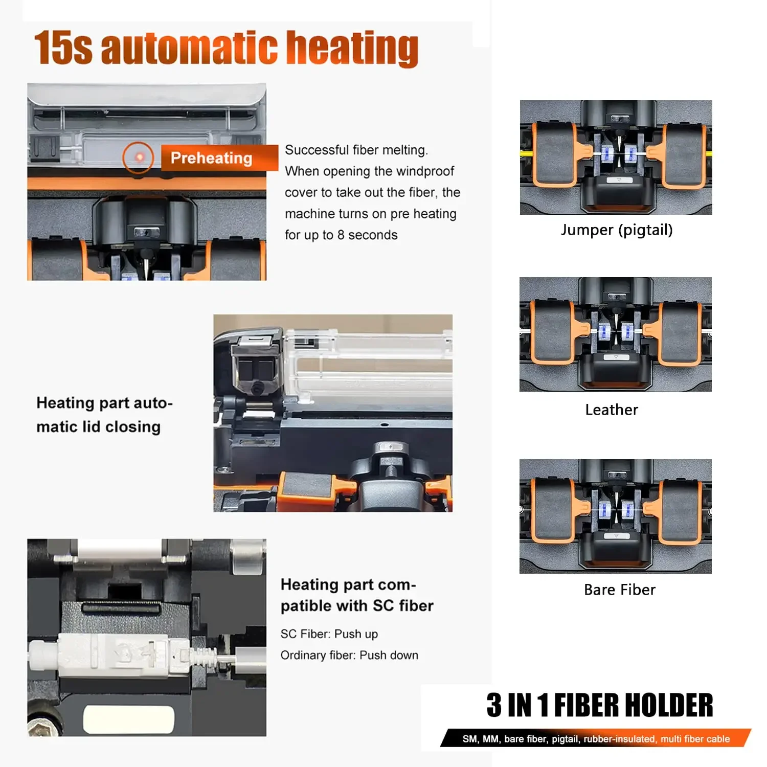 Signalfire AI-9 AI-6C Fusion splicer Machine 6 motor 5S splicing machine with VFL Optic power meter tool kits CE free shipping