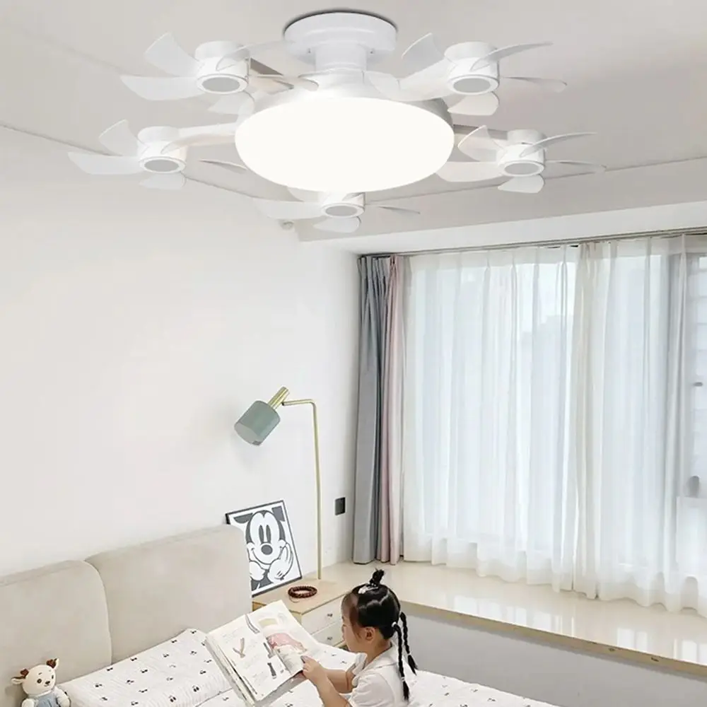 

2 in 1 5 Heads Ceiling Fan Light Wind Speed Adjustable with Remote Control Hanging Fan with LED Light Easy Installation