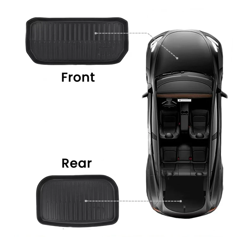 for Tesla Model 3 / Y Front Rear Trunk Mats Upgrade TPE Lower Trunk Storage Pad Protective Cover Cargo Liner Tray Anti Dirty Pad