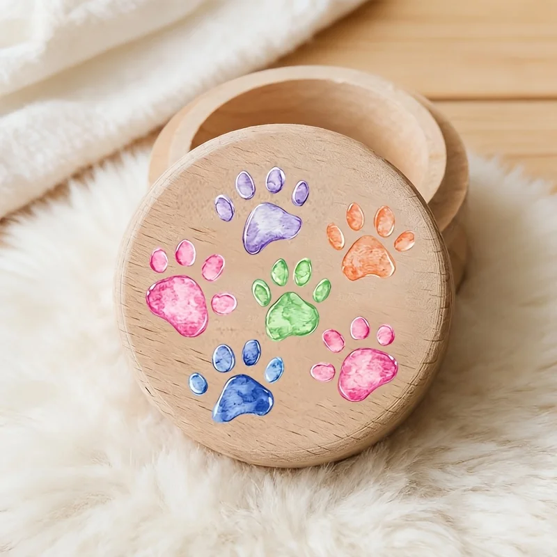 

Colorful Pet Paw Print Baby Teeth Storage Box Keepsake Box Preserving Animal Teeth - Unique Gift for Animal Lovers with Ceremony