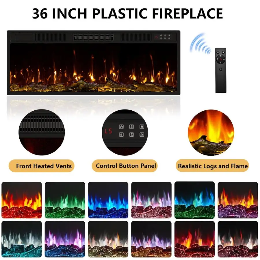 حامل تلفزيون مدفأة مركز ترفيهي مع 36 مدفأة، 70 حامل تلفزيون خشبي لأجهزة التلفاز حتى 80، وحدات تحكم تلفزيون حديثة لعيش Ro #3